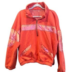 FP Movement by Free People Coral 1/4 Zip Sweatshirt with Iridescent Details